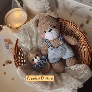 Crochet Pattern Bears Set 2in1, Bear Amigurumi Tutorial, Crochet Toy and Baby Rattle, Plushie Bear Pattern, Crochet set Pattern, PDF Eng