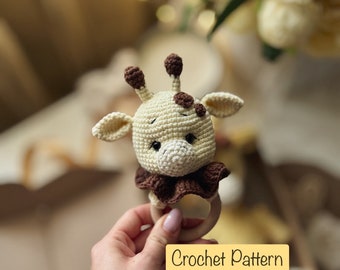 Giraffe Rattle Crochet Pattern PDF, Amigurumi Baby Toy Tutorial, Plush Giraffe Pattern, DIY Safari Animal, Cute Little Giraffe Patyern