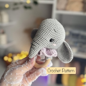 Crochet Elephant Rattle Pattern, Amigurumi Baby Rattle Toy, Easy Elephant Rattle Tutorial, Crochet Elephant Toy Pattern, PDF English