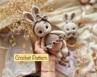 Patrón Ganchillo Conejito, Patrón Amigurumi conejito, Patrón crochet conejito, PDF Inglés, Tutorial DIY