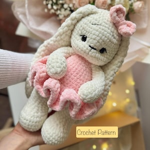 Crochet Pattern Big Plushie Bunny, Amigurumi Tutorial Bunny, Bunny with long ears pattern, Easy crochet pattern Plushie bunny, PDf English
