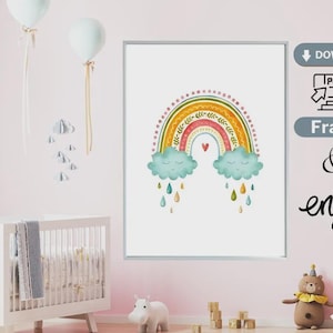 Rainbow Nursery Print • Colorful Kids Room Wall Art • Printable Baby Room Decor Instant Download