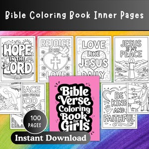 Girls Bible Coloring Pages • Scripture Printables for Kids • Christian Activities for Church, Home, or Homeschool, Digital Download, MRR