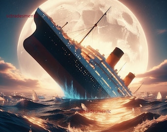 RMS Titanic Sinking digital image picture pic photo wallpaper screensaver background desktop art high quality AI artwork clip art image file
