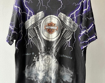 Vintage Harley Davidson 1990S All Over Print T-Shirt - Size L|Xl
