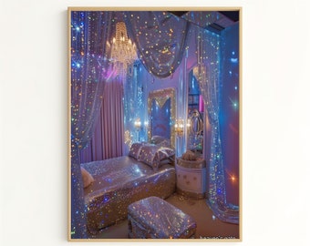 Galaxy Bedroom Decor: Enchanted Sparkling Starry Night Theme for Dreamy Sleep Spaces, Perfect for Kids’ Room or Unique Gifts GG1102