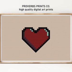 Retro moderne Wandkunst, Pixel-Herz-Block-Kunstdruck, minimalistische digitale Ästhetik für Einzigartige Hauptwanddekor, Geschenk für Kunstliebhaber OV3154