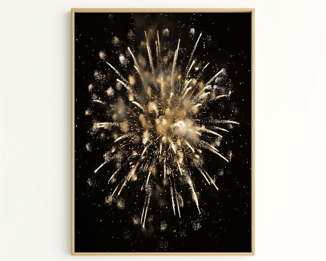 Explosion Decor Fireworks Abstract Art, Spectacular Golden Explosion at Night, Perfect ...