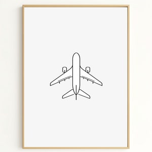 Hand Drawn Line Art Airplane Print - Simple Above View of Airplane for Travel Lovers - Perfect Gift for Aviation Enthusiasts SP2082