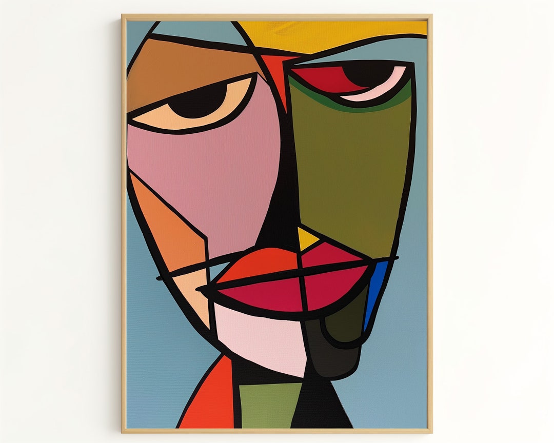 Bold Wall Decor: Modern Cubist Face Art Print, Colorful Abstract ...