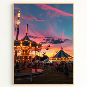 Bunter Karneval Print - Karneval Sonnenuntergang Magie Lebendiges Jahrmarkt Fahrgeschäft Fotografie für Fröhliches Geschenk 8S9S1433