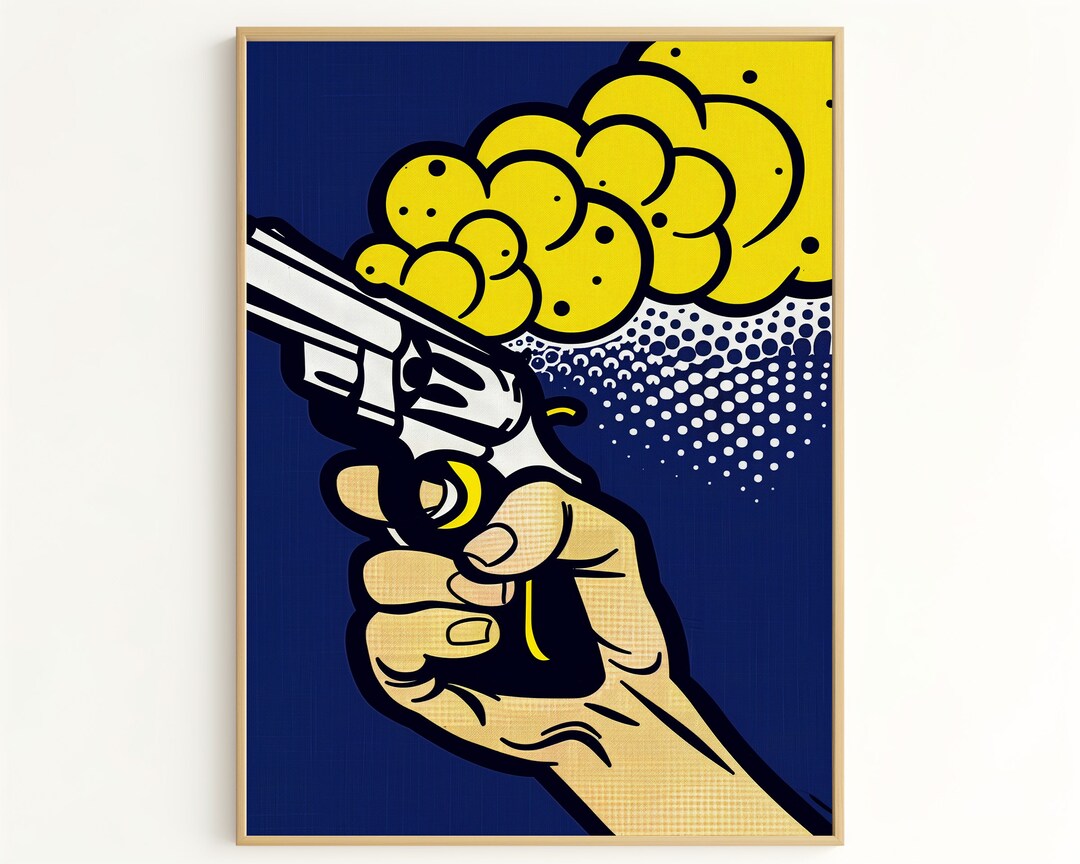 Pop Roll Revolver Vintage Pop Art Print of Revolver Illustration, Bold Comic Style With ...