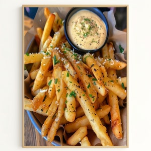 Crispy Fries Art Print, Gourmet Truffle Parmesan Fries Photography, Perfect Snack Decor for Food Lovers, Kitchen Gift Idea PF3812