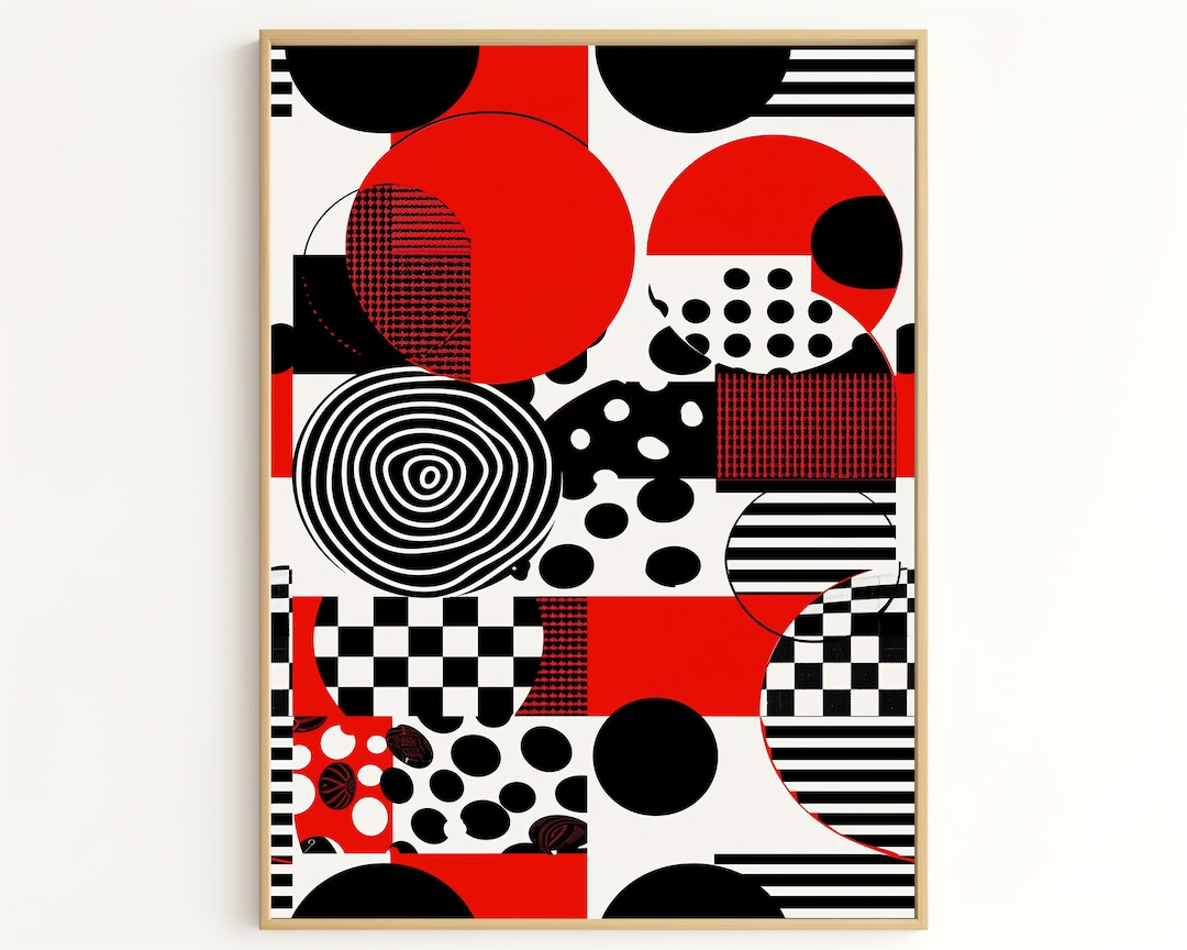 Photo inspiration: Visual Reference: Red And Black Wall Art Bold Geometric Art Print With