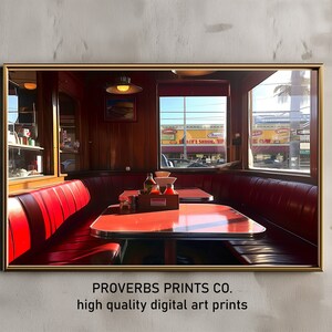 Retro Diner Art - Nostalgic City Morning Scene for Vintage-Inspired Home Decor, Perfect Gift for Retro Enthusiasts 8S9S1525