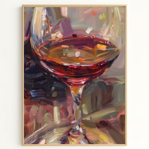 Wine Canvas Art – Vibrant Abstract Wine Glass Painting for Relaxing Home Decor, Perfect Gift for Wine Lovers OF2693