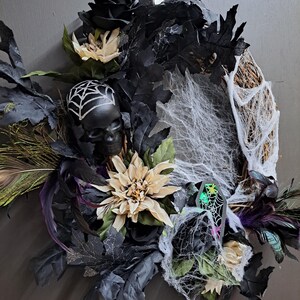 HALLOWEEN-Kranz, GOTH-Kranz, schwarzer Kranz, Schädel-Kranz, Rosenkranz, Reben-Kranz, Tag des Toten Kranzes