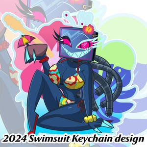 Hazbin Hotel/Helluva Boss Custom OC- of Canon-ontwerp 'badpaksleutelhanger 2024'