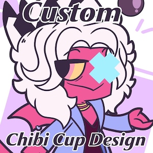 Diseño personalizado de taza Chibi de Hazbin Hotel/Helluva Boss (OC o Canon)