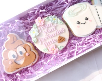 Mum Dad Cookies Biscuits / From Your Favourite/Mothers/Birthday/ Postal Letterbox Cookies/ Gift Box For /Dad/HER/ HIM/Emoji/Funny