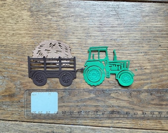 6 or 12 Tractor, trailer and  hay die cuts Harvest/Thanksgiving/Farming