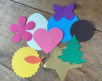Craft shape die cuts for displays, art and craft projects. various card colours in packs of 12 or 24