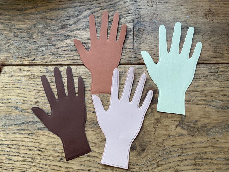 Pack of Hand Shapes - Various Card Colours Available (multiples of 6 or ...
