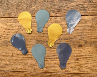 Be the light - Light bulb die cuts (packs of 6 or 12 in gold or Blue sky)