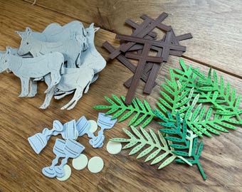 Holy Week Die Cuts - Donkey, Palm leaves chalice, bread and crosses (multiples of 1 or 6)