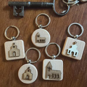 Wooden Church Keyring (5 designs)