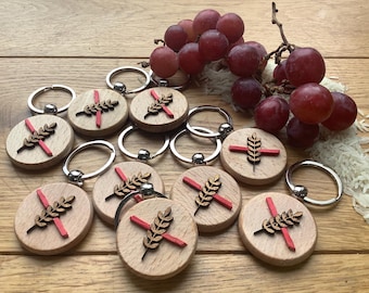 Wooden Gluten Free Keyring: Hand-Painted Coeliac Indicator