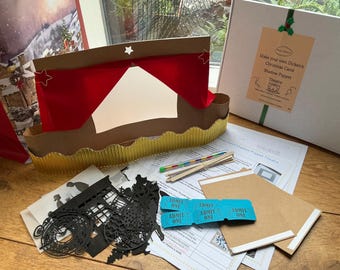 Make your own Christmas Carol puppet theatre, Charles Dickens themed story letter-box gift