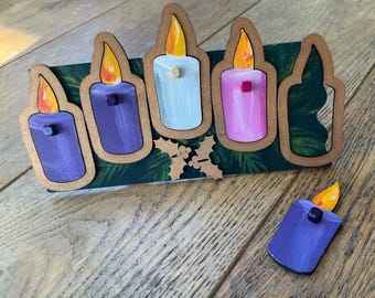 Hand painted Wooden Advent candles decoration