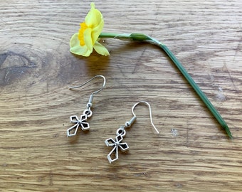 Small cross earrings with Sterling Silver 925 hooks