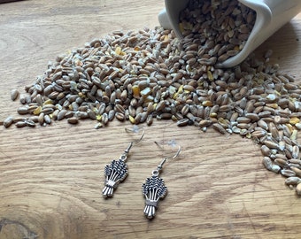Wheat sheaf earrings with Sterling Silver 925 hooks