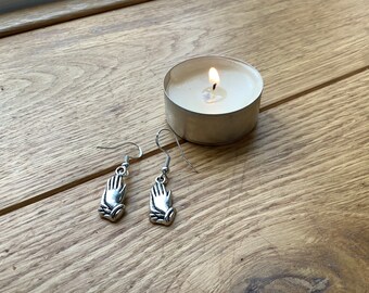 Praying hands earrings with Sterling Silver 925 hooks