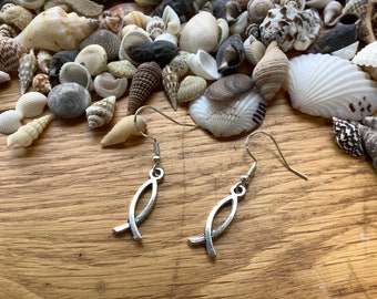 Ichthus fish earrings with Sterling Silver 925 hooks