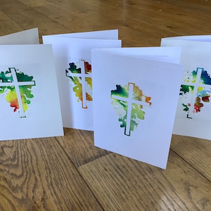 Wijding/installatie/nieuwe minister/nieuwe predikant/toewijding, wenskaart gestanste kaart met handgeschilderde aquarel en inkt