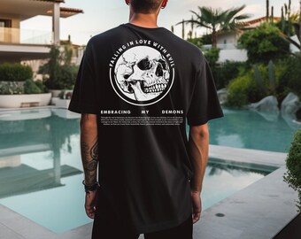 Camiseta Skeleton Festival Rave, ropa alternativa del festival unisex, camiseta gráfica, atrevida, camisa de calavera gótica, moda emo, traje rave para hombres
