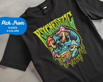 Camiseta psicodélica de setas de calavera, camiseta unisex de arte de setas trippy