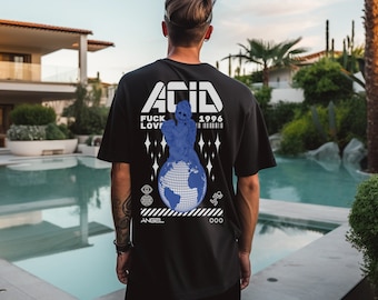 Camiseta trippy, camisa rave, regalo para raver o amante del festival, camiseta de moda, regalo de streetwear, lujo, regalo para él, camiseta EDM, camiseta gráfica