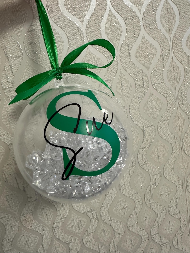 Personalised Crystal Christmas Bauble | Custom Name Ornament | Family Xmas Tree Decoration | Holiday Keepsake Gift | Acrylic Bauble image 12