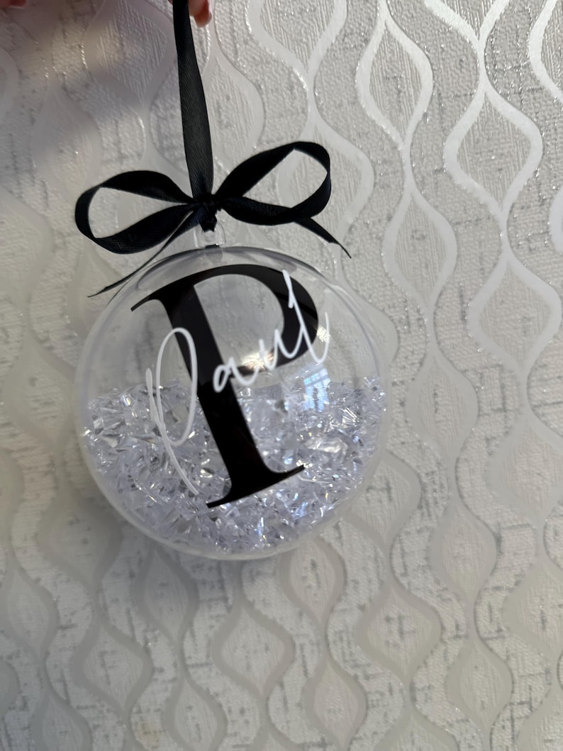 Personalised Crystal Christmas Bauble | Custom Name Ornament | Family Xmas Tree Decoration | Holiday Keepsake Gift | Acrylic Bauble image 11