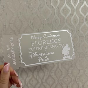 Personalized Acrylic Disneyland Ticket | Surprise Trip Reveal, Keepsake Gift image 4