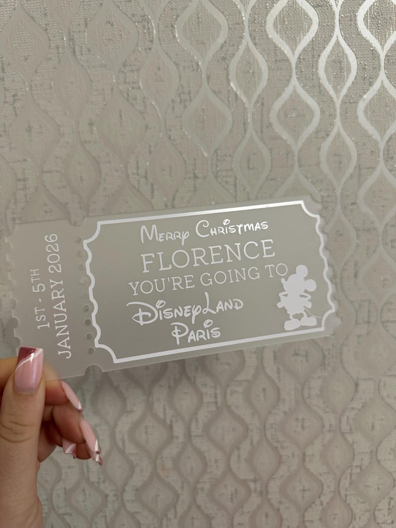 Personalized Acrylic Disneyland Ticket | Surprise Trip Reveal, Keepsake Gift image 4