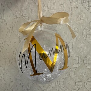 Personalised Crystal Christmas Bauble | Custom Name Ornament | Family Xmas Tree Decoration | Holiday Keepsake Gift | Acrylic Bauble Gold