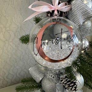 Personalised Crystal Christmas Bauble | Custom Name Ornament | Family Xmas Tree Decoration | Holiday Keepsake Gift | Acrylic Bauble image 1