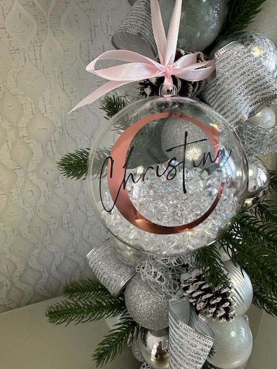 Personalised Crystal Christmas Bauble | Custom Name Ornament | Family Xmas Tree Decoration | Holiday Keepsake Gift | Acrylic Bauble