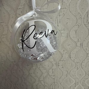 Personalised Crystal Christmas Bauble | Custom Name Ornament | Family Xmas Tree Decoration | Holiday Keepsake Gift | Acrylic Bauble White
