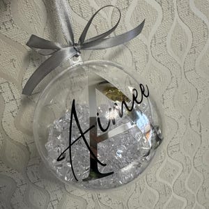 Personalised Crystal Christmas Bauble | Custom Name Ornament | Family Xmas Tree Decoration | Holiday Keepsake Gift | Acrylic Bauble Silver